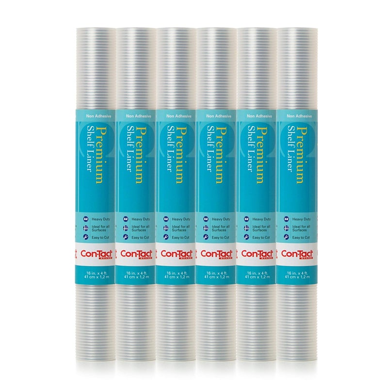 Con-Tact Brand Premium Plus Non-Adhesive Shelf Liner, Heavy Duty and Multi-functional Drawer Liner, Protect and Organize, 16-inches x 4-feet, Ribbed Clear, Pack of 6 Rolls - Image 1